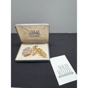 Nolan Miller Glamour Collection Gold-Tone Rose Brooch Crystal Rhinestones Origin
